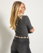 Charcoal Grey $|& SEAS Oceanic Ruched Front Top - SOF Back