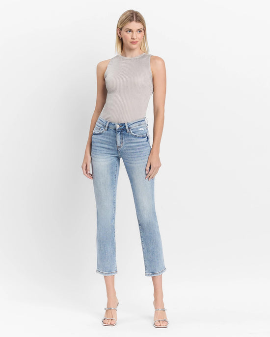 Benefits Blue $|& Lovervet Mid Rise Slim Straight Leg Jeans - VOF Detail