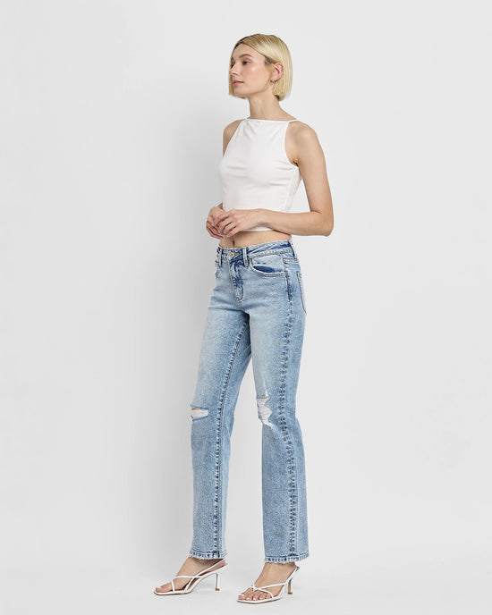 User-Friendly Blue $|& Lovervet Mid Rise Straight Leg Jeans - Hanger Front