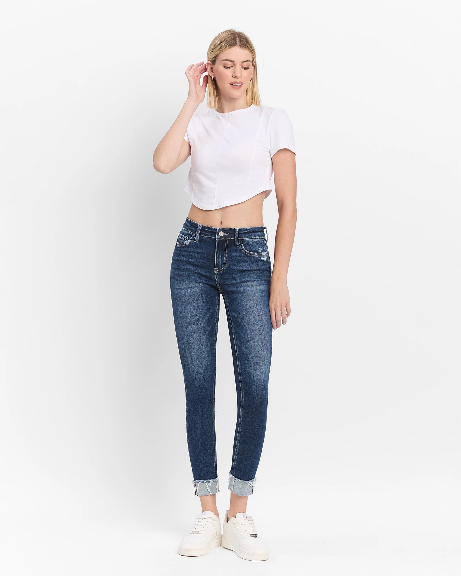 Reflex Blue $|& Lovervet Mid Rise Skinny Jeans - VOF Detail