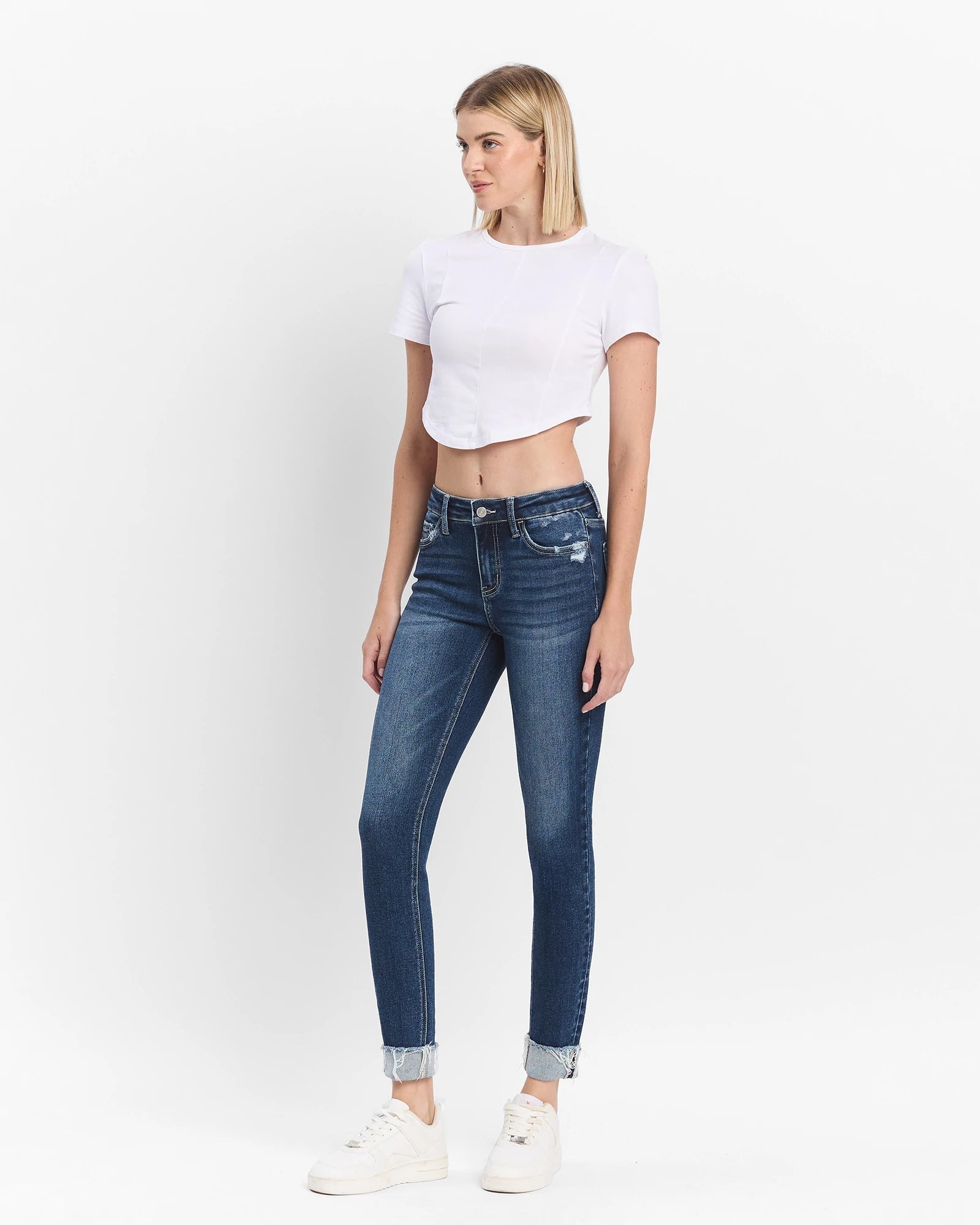 Reflex Blue $|& Lovervet Mid Rise Skinny Jeans - Hanger Front