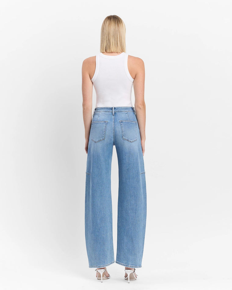 All Blues $|& Lovervet Super High Rise Wide Barrel Leg Jeans - Hanger Side