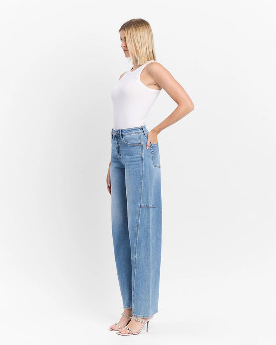 All Blues $|& Lovervet Super High Rise Wide Barrel Leg Jeans - Hanger Front