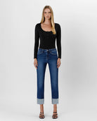 Sagacity $|& Lovervet Mid Rise Cuffed Slim Straight Leg Jeans - VOF Detail