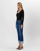 Sagacity $|& Lovervet Mid Rise Cuffed Slim Straight Leg Jeans - Hanger Front