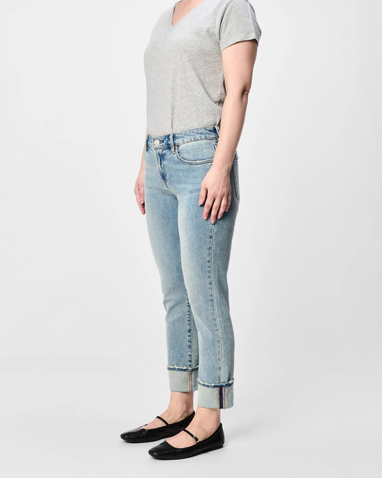 Halogen Blue $|& Dear John Blaire Mid Rise Cuffed Slim Straight Jeans - Hanger Front