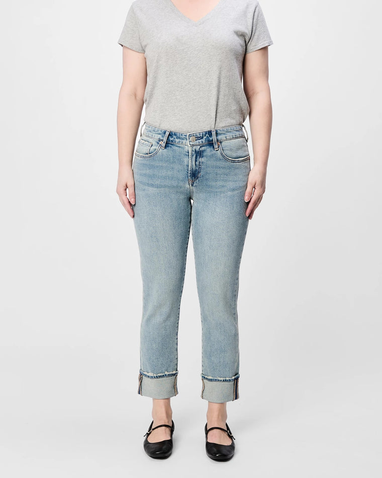 Halogen Blue $|& Dear John Blaire Mid Rise Cuffed Slim Straight Jeans - VOF Detail