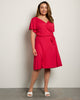 Plus Size Solid Short Sleeve Wrap Dress