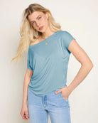 Wave $|& SEAS Edgewater Off The Shoulder Tee - SOF Front