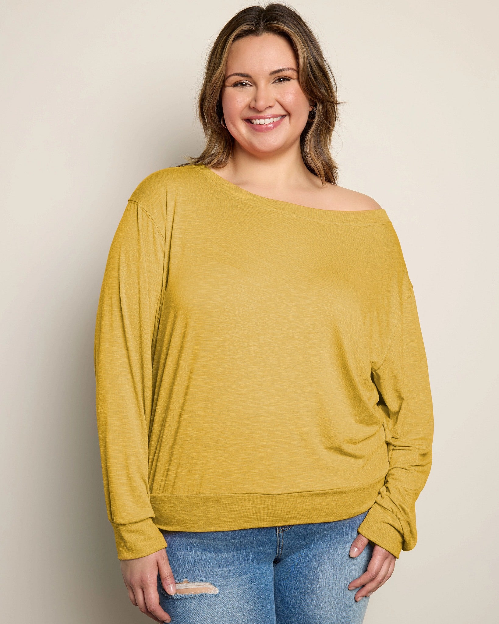 Golden $|& SEAS Brooksville Slub Off The Shoulder Top - SOF Front