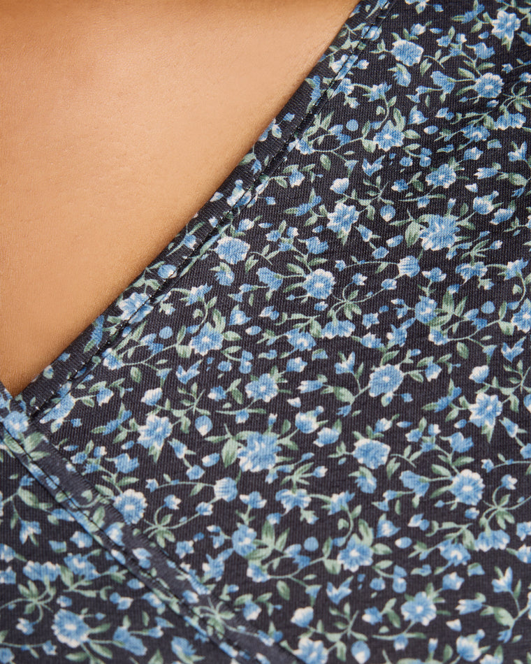Dark Blue Floral $|& Mikarose Morgan Wrap Maxi Dress - SOF Full Front
