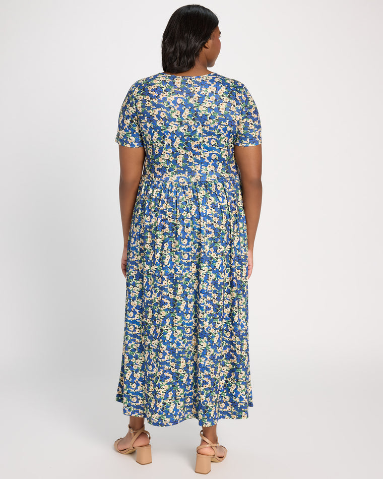 Blue Floral $|& Mikarose Morgan Wrap Maxi Dress - SOF Back