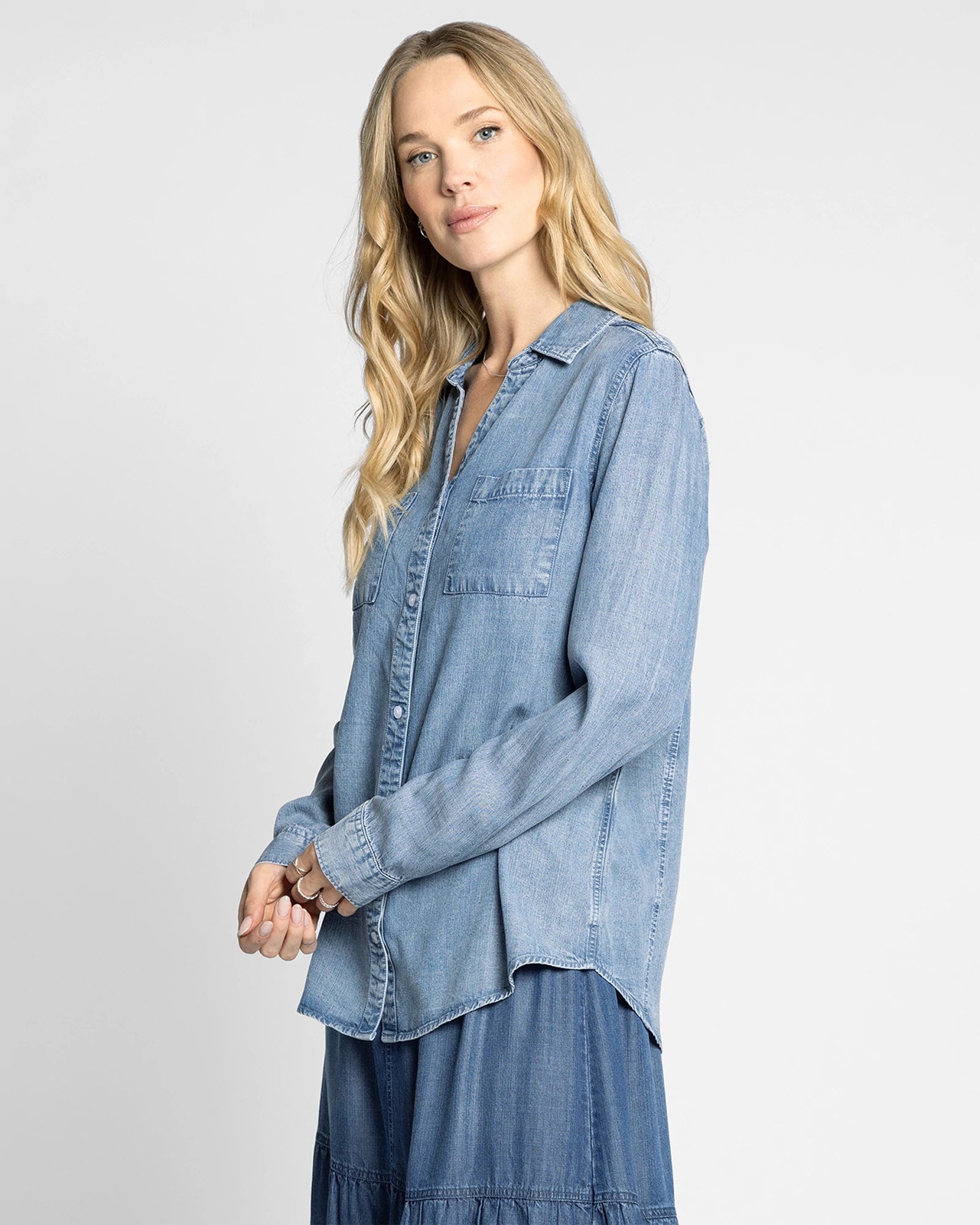 Dark Indigo $|& Thread & Supply Ginger Shirt - Hanger Front