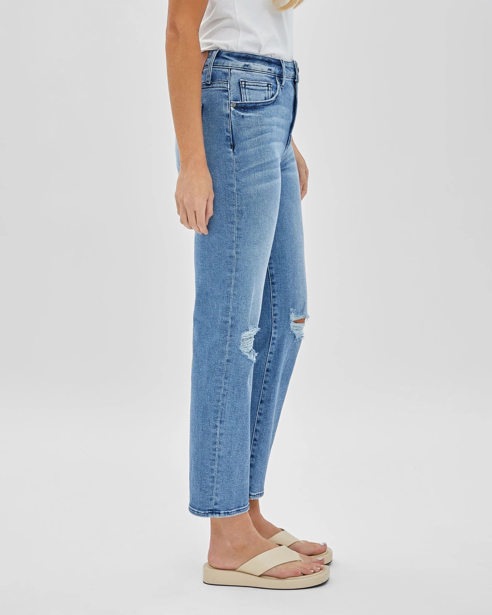 Medium Wash $|& Hidden The Tracey Straight Leg Jean - Hanger Front