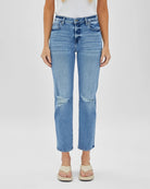 Medium Wash $|& Hidden The Tracey Straight Leg Jean - VOF Detail