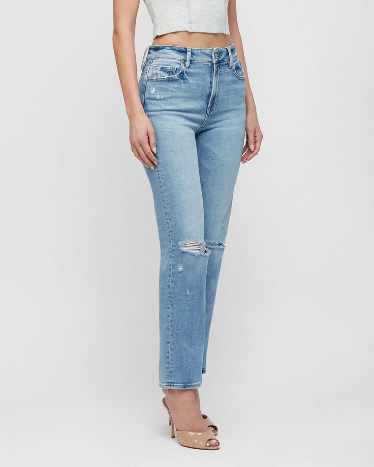 Medium Distressed Blue $|& Hidden The Tracey Straight Leg Jean - Hanger Front