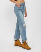 Medium Light $|& Hidden The Ella Wide Straight Leg Jeans - Hanger Front