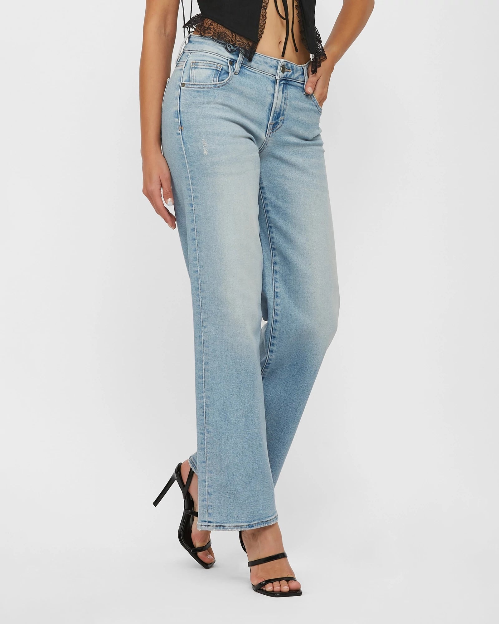 Light Wash $|& Hidden The Logan Mid Rise Dad Jean - Hanger Front