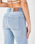 Light Wash $|& Hidden The Happi Double Button Utility Flare Leg Jean - Hanger Back