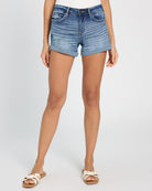 Dark Wash $|& Vigoss Marley Mid Rise Cuffed Short - SOF Front