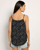 Black Stencil $|& West Kei Floral Knit Cami - SOF Back