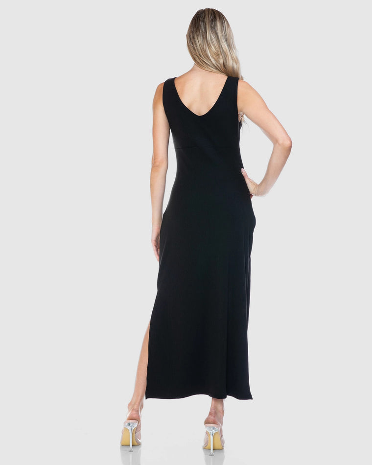 Black $|& Brooklyn Isles Ribbed Knot Detail Midi Dress - Hanger Side