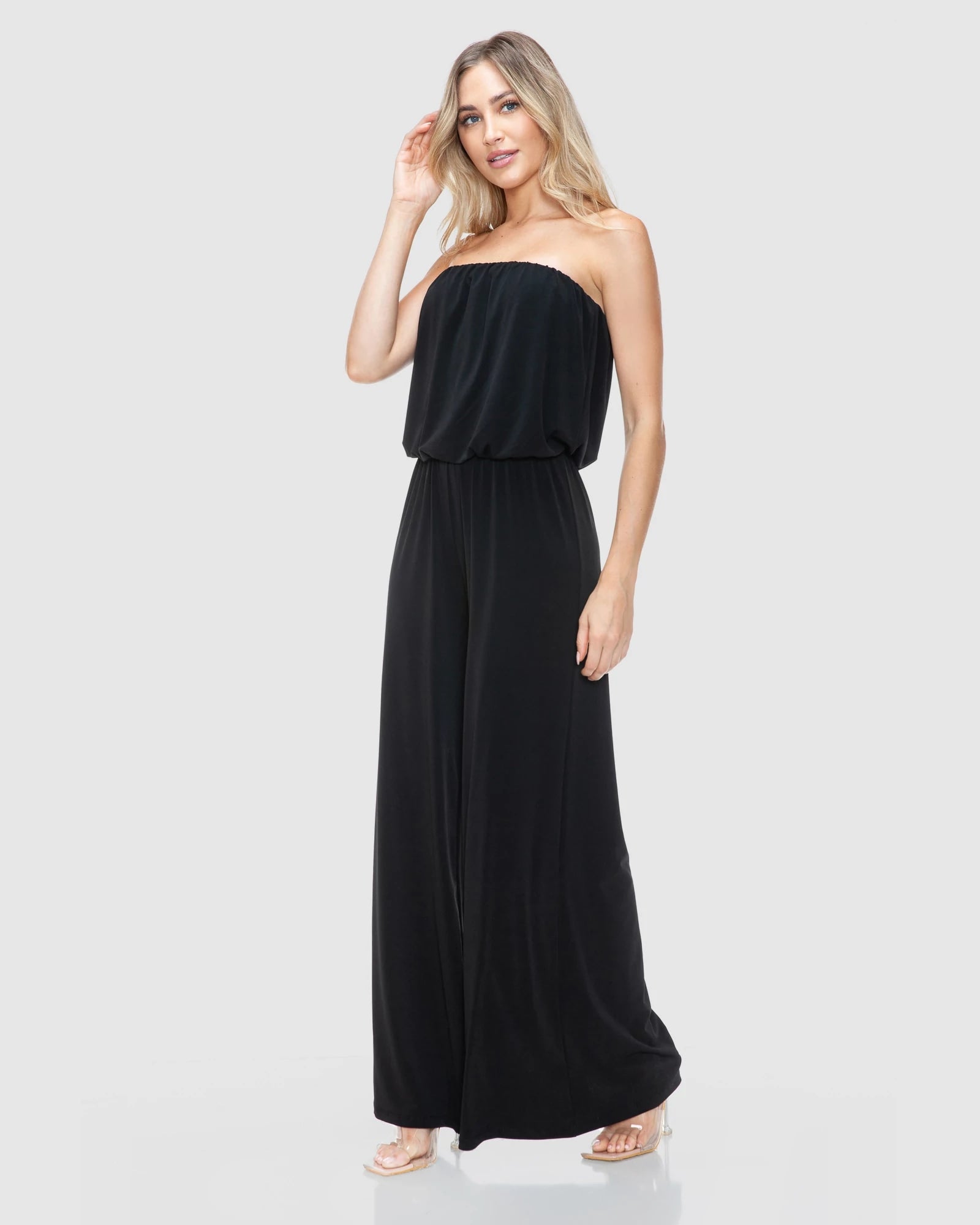 Black $|& Ariella Wide Leg Jumpsuit - Hanger Front