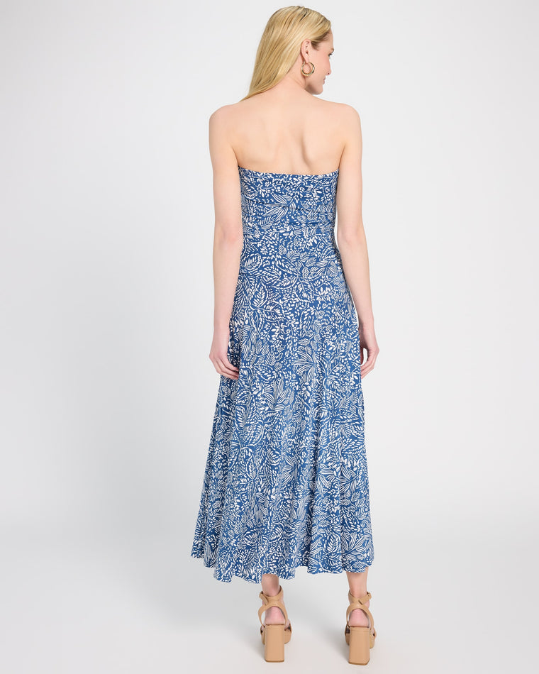 Blue Multi $|& Brooklyn Isles Printed Tube Flare Midi Dress - SOF Back