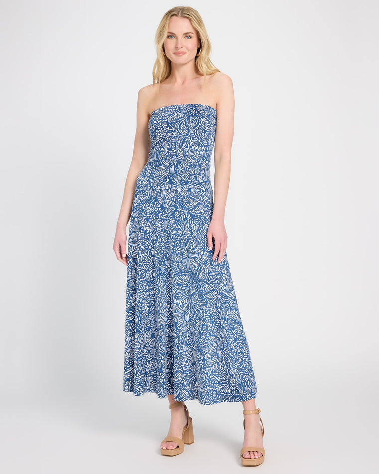 Blue Multi $|& Brooklyn Isles Printed Tube Flare Midi Dress - SOF Front