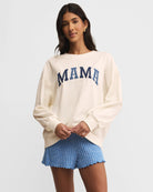 White Shell $|& Z Supply Mama Knit Denim Sweatshirt - VOF Detail