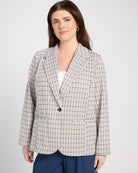 Navy Taupe Grid $|& Liverpool Fitted Blazer - SOF Front