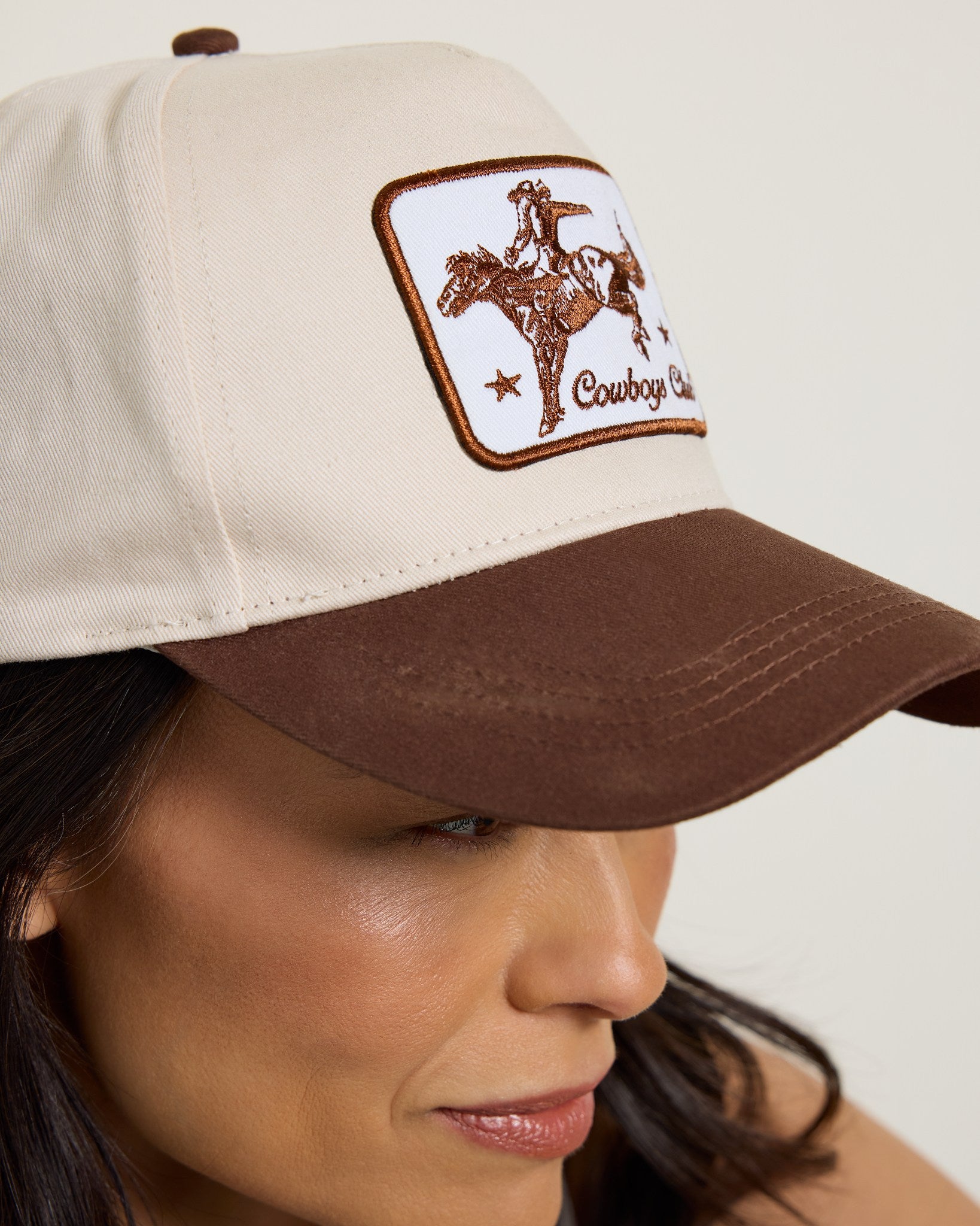 Brown $|& David & Young Cowboy Club Patch Baseball Cap - SOF Full Front