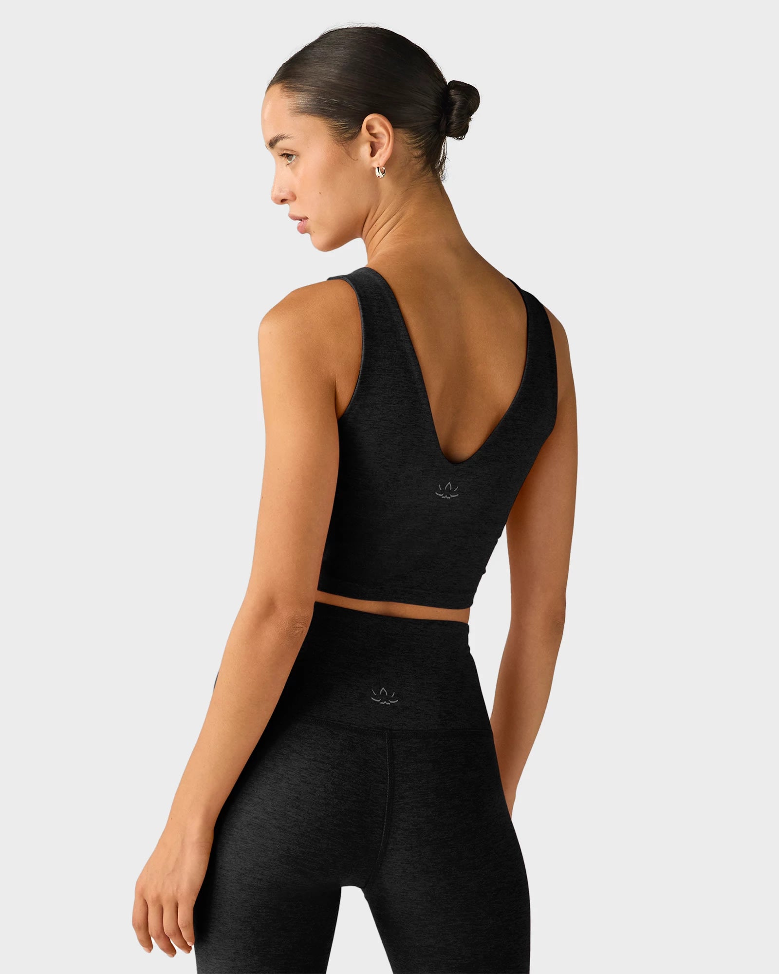 Darkest Night $|& Beyond Yoga Spacedye Good Day Cropped Tank - Hanger Side