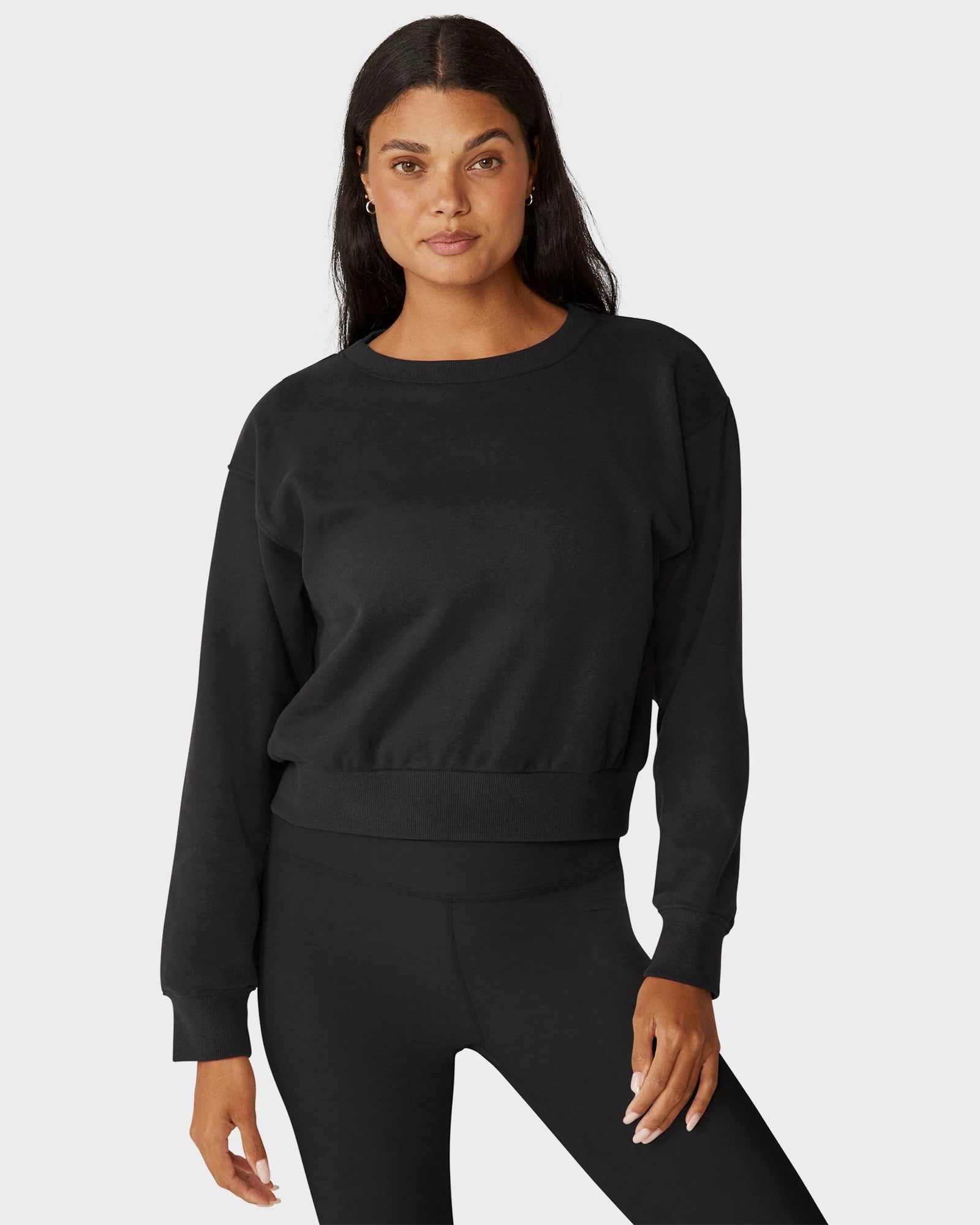 Black $|& Beyond Yoga LuxeFleece Crewneck Sweatshirt - VOF Detail