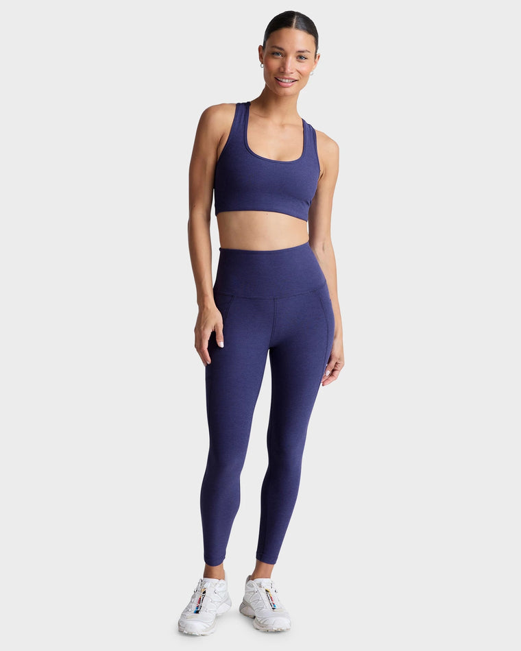 Eternal Blue Heather $|& Beyond Yoga Spacedye Simplicity Bra - VOF Detail