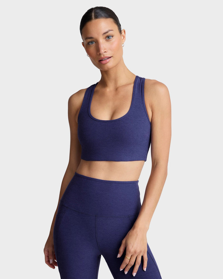 Eternal Blue Heather $|& Beyond Yoga Spacedye Simplicity Bra - VOF Detail
