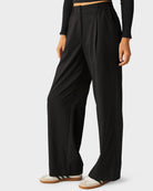 Black $|& Beyond Yoga Status Wide Leg Trousers - Hanger Front