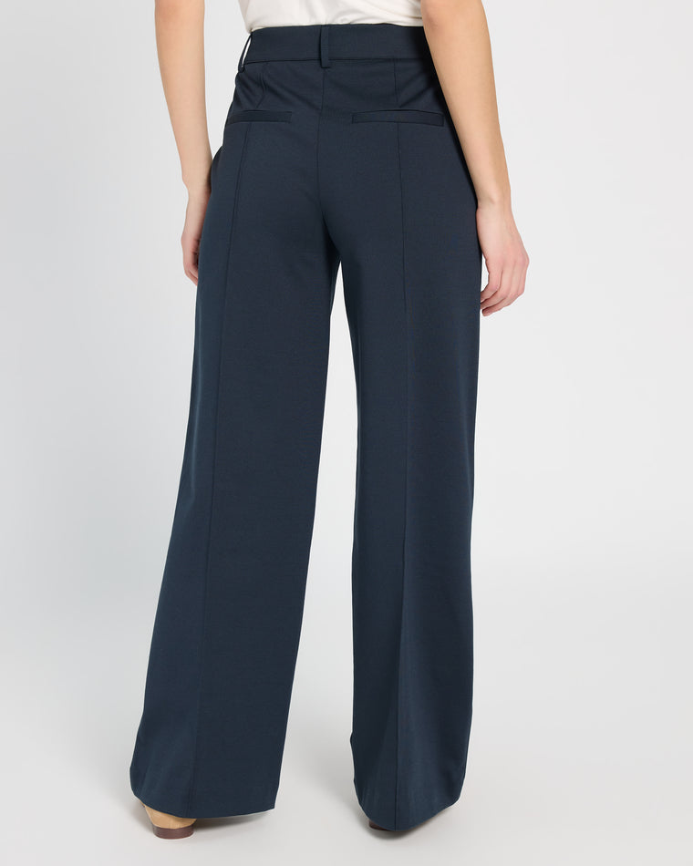 Total Eclipse Navy $|& ICHI Kate Wide Leg Trouser - SOF Back