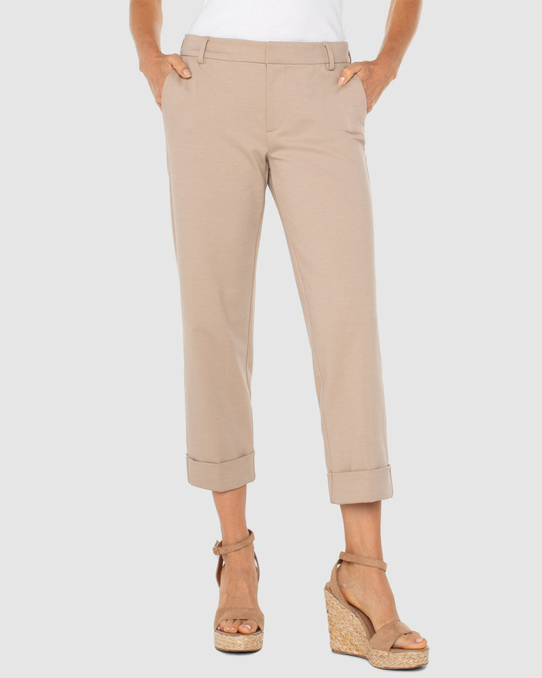Biscuit Tan $|& Liverpool Kelsey Crop Trouser With Cuff - VOF Detail