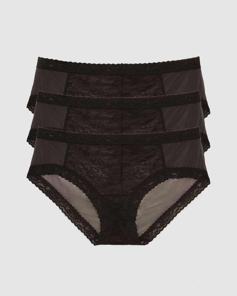 Black $|& Natori Escape Girl Brief 3 Pack - SOF Front