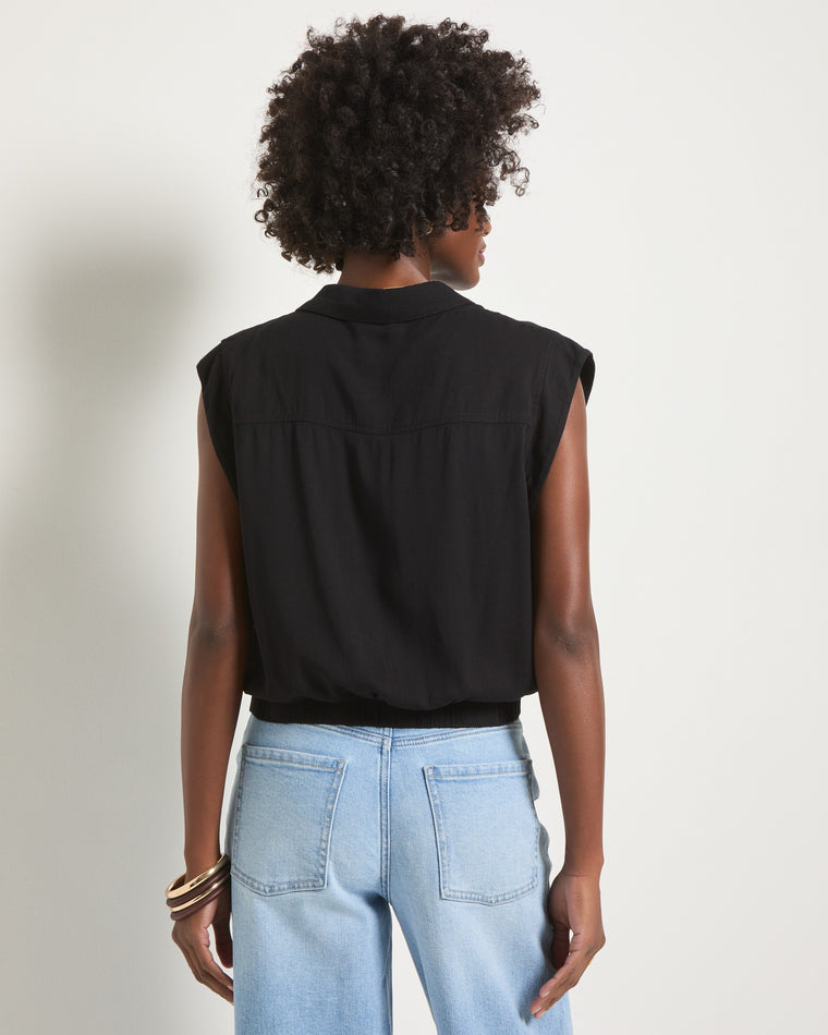 Washed Black $|& SEAS Charm Knot Sleeveless Shirt - SOF Back