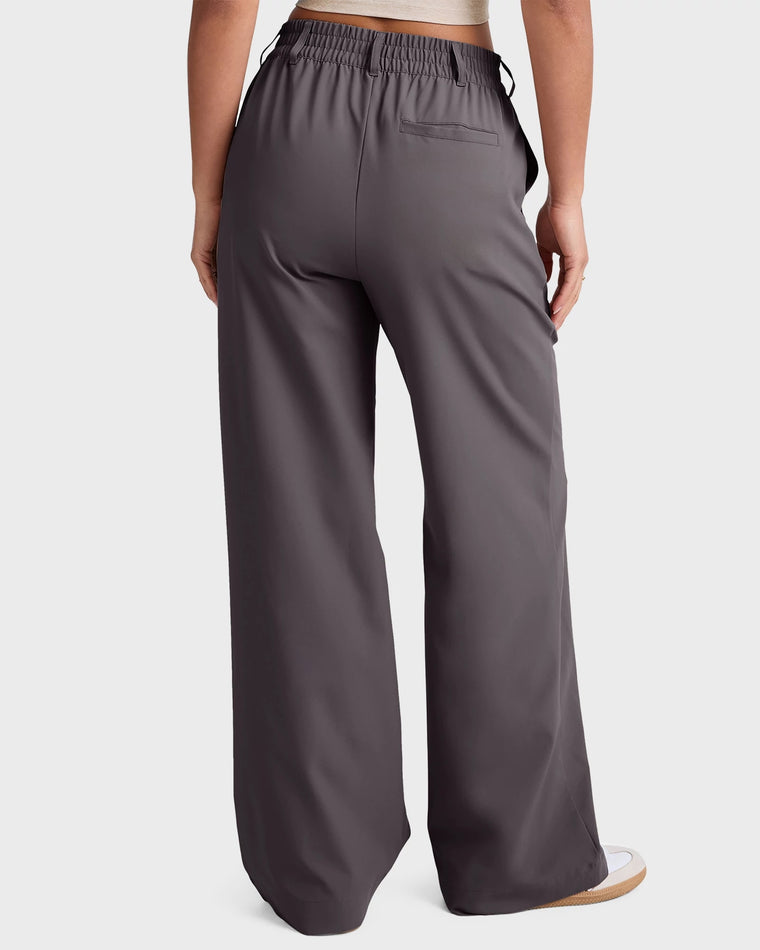 Soft Umber $|& Beyond Yoga Status Wide Leg Trousers - Hanger Side