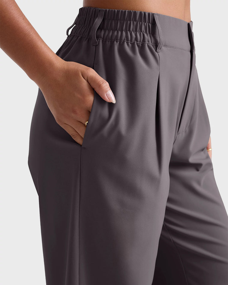 Soft Umber $|& Beyond Yoga Status Wide Leg Trousers - Hanger Back