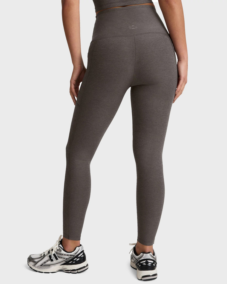 True Gray Heather $|& Beyond Yoga Spacedye Out Of Pocket High Waisted Midi Legging - Hanger Side
