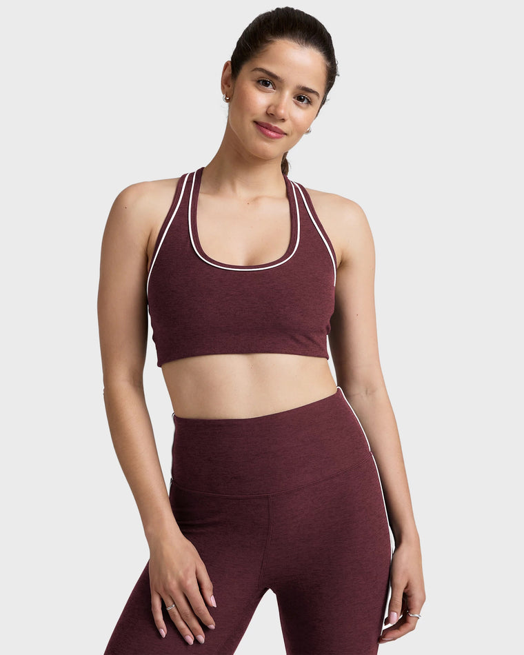 Midnight Burgundy Heather $|& Beyond Yoga Spacedye Ready Bra - VOF Detail