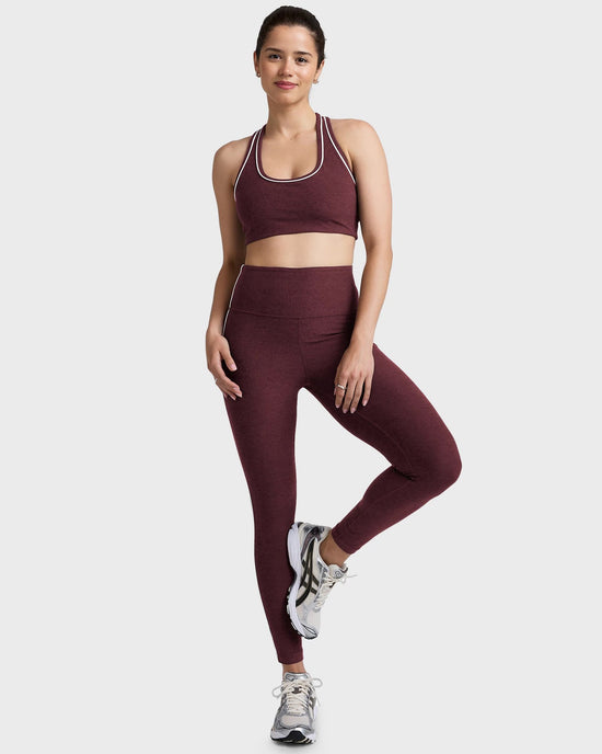 Midnight Burgundy Heather $|& Beyond Yoga Spacedye Ready Bra - VOF Detail