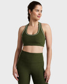 Army Green Heather $|& Beyond Yoga Spacedye Ready Bra - VOF Detail