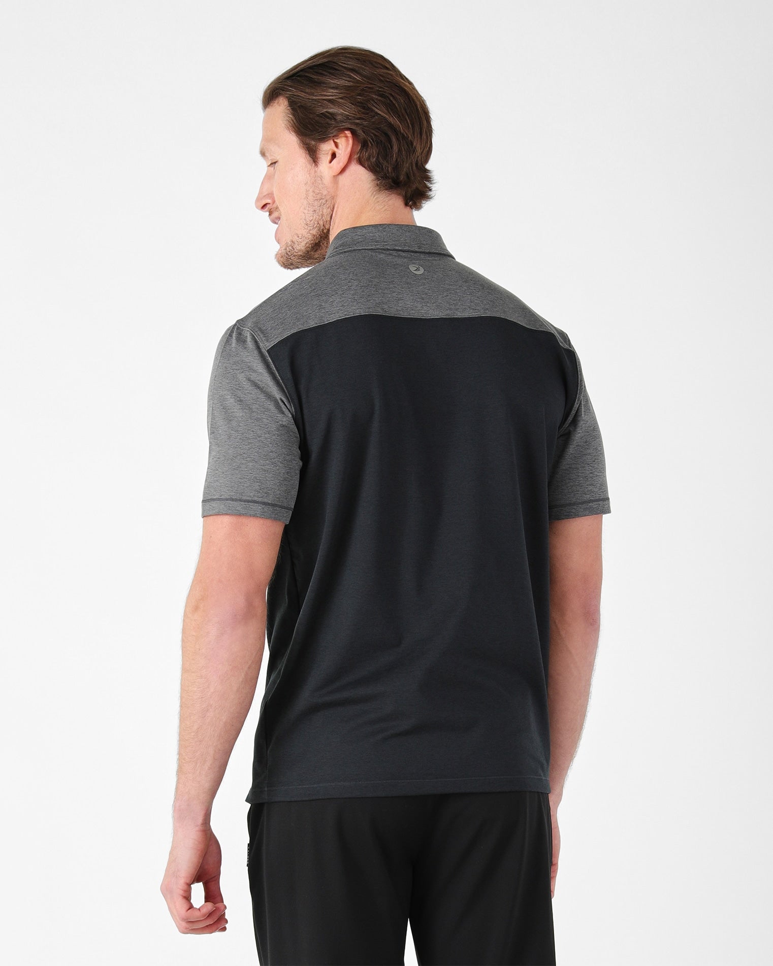 Black/Carbon $|& Glyder Chest Half Way Polo - Hanger Side