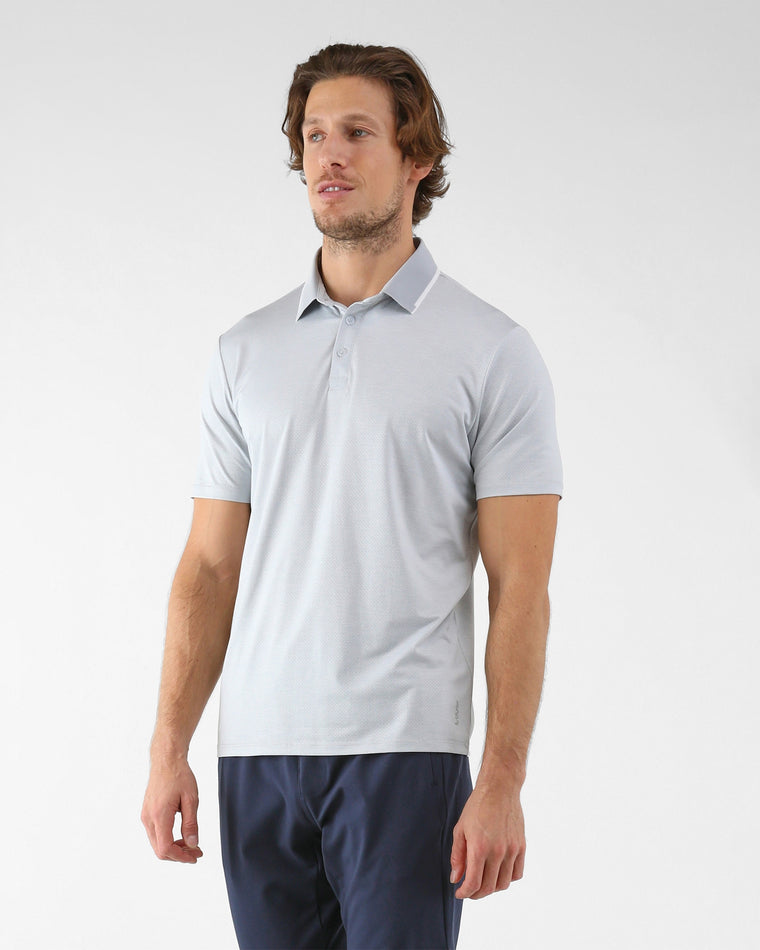 Ash Grey $|& Glyder Power Fade Short Sleeve Polo - VOF Detail