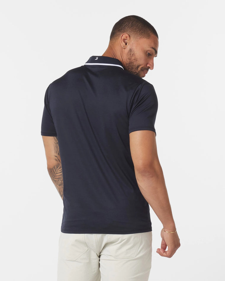 Navy $|& Glyder Power Fade Short Sleeve Polo - Hanger Side